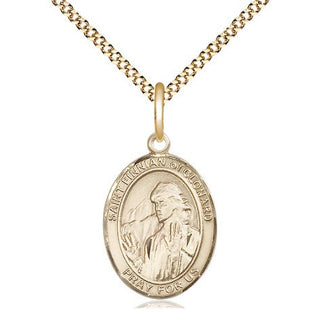 14kt Gold Filled Saint Finnian of Clonard Medal Religious Jewelry Engraved Catholic Saint Jewelry