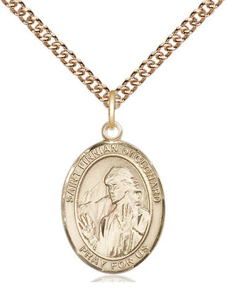 14kt Gold Filled Saint Finnian of Clonard Medal Religious Jewelry Engraved Catholic Saint Jewelry