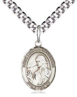 Pewter Saint Finnian of Clonard Medal Religious Jewelry Engraved Catholic Saint Jewelry