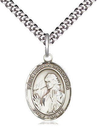 Pewter Saint Finnian of Clonard Medal Religious Jewelry Engraved Catholic Saint Jewelry