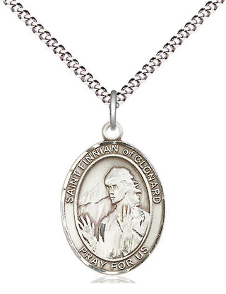 Sterling Silver Saint Finnian of Clonard Medal Religious Jewelry Engraved Catholic Saint Jewelry
