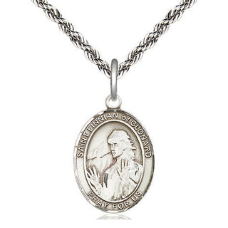 Sterling Silver Saint Finnian of Clonard Medal Religious Jewelry Engraved Catholic Saint Jewelry