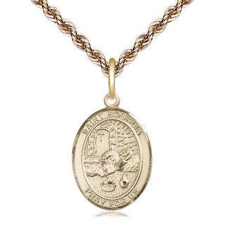 14kt Gold Filled Saint Rosalia Medal Religious Jewelry Engraved Catholic Saint Jewelry