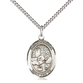 Pewter Saint Rosalia Medal Religious Jewelry Engraved Catholic Saint Jewelry