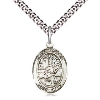 Pewter Saint Rosalia Medal Religious Jewelry Engraved Catholic Saint Jewelry