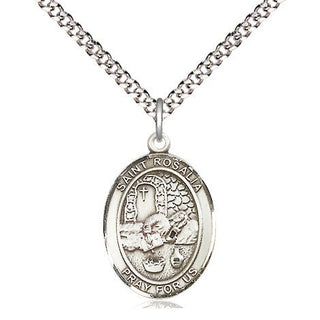 Pewter Saint Rosalia Medal Religious Jewelry Engraved Catholic Saint Jewelry