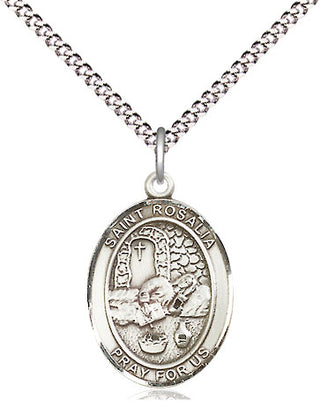 Sterling Silver Saint Rosalia Medal Religious Jewelry Engraved Catholic Saint Jewelry