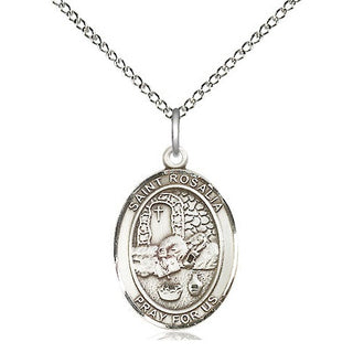 Sterling Silver Saint Rosalia Medal Religious Jewelry Engraved Catholic Saint Jewelry