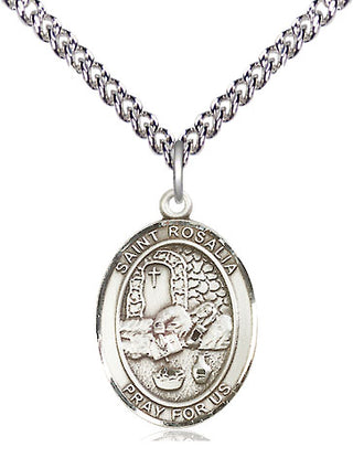 Sterling Silver Saint Rosalia Medal Religious Jewelry Engraved Catholic Saint Jewelry