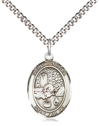 Sterling Silver Saint Rosalia Medal Religious Jewelry Engraved Catholic Saint Jewelry