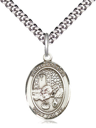 Sterling Silver Saint Rosalia Medal Religious Jewelry Engraved Catholic Saint Jewelry