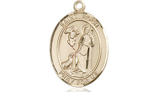 14kt Gold Saint Roch Medal Engraved Catholic Saint Jewelry
