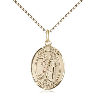 14kt Gold Saint Roch Medal Engraved Catholic Saint Jewelry