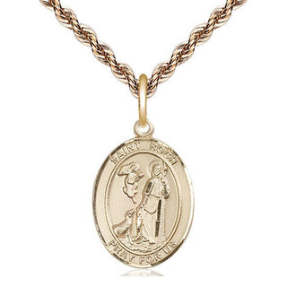 14kt Gold Saint Roch Medal Engraved Catholic Saint Jewelry