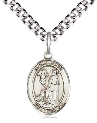 Pewter Saint Roch Medal Religious Jewelry Engraved Catholic Saint Jewelry