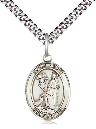 Sterling Silver Saint Roch Medal Religious Jewelry Engraved Catholic Saint Jewelry