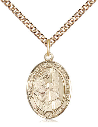 14kt Gold Saint Elizabeth of the Visitation Medal Engraved Catholic Saint Jewelry