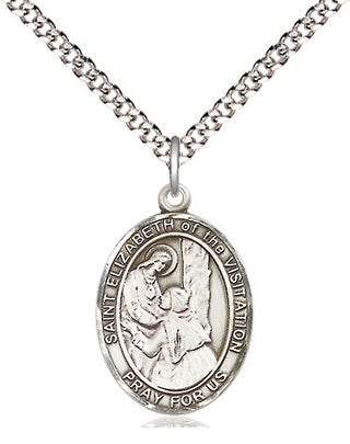 Pewter Saint Elizabeth of the Visitation Medal Religious Jewelry Engraved Catholic Saint Jewelry
