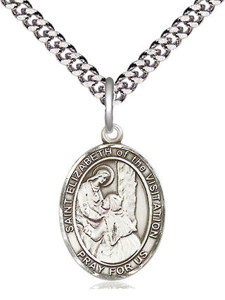 Pewter Saint Elizabeth of the Visitation Medal Religious Jewelry Engraved Catholic Saint Jewelry