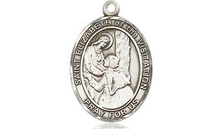 Pewter Saint Elizabeth of the Visitation Medal Engraved Catholic Saint Jewelry