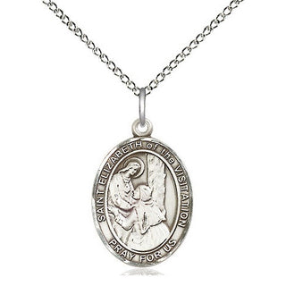 Sterling Silver Saint Elizabeth of the Visitation Medal Religious Jewelry Engraved Catholic Saint Jewelry
