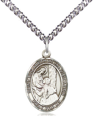 Sterling Silver Saint Elizabeth of the Visitation Medal Religious Jewelry Engraved Catholic Saint Jewelry