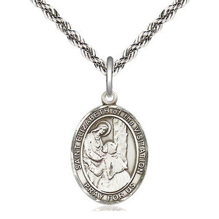 Sterling Silver Saint Elizabeth of the Visitation Medal Religious Jewelry Engraved Catholic Saint Jewelry