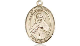 14kt Gold Filled Saint Olivia Medal Engraved Catholic Saint Jewelry