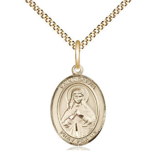 14kt Gold Filled Saint Olivia Medal Religious Jewelry Engraved Catholic Saint Jewelry
