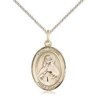 14kt Gold Saint Olivia Medal Engraved Catholic Saint Jewelry