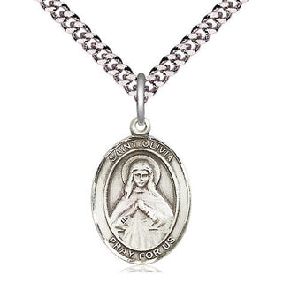 Pewter Saint Olivia Medal Religious Jewelry Engraved Catholic Saint Jewelry