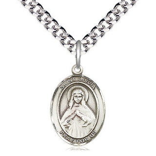 Pewter Saint Olivia Medal Religious Jewelry Engraved Catholic Saint Jewelry