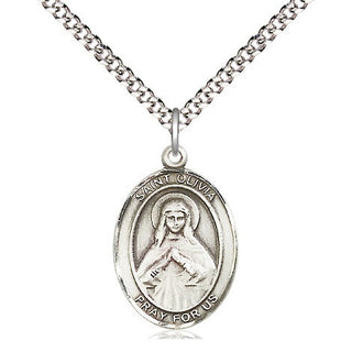 Pewter Saint Olivia Medal Religious Jewelry Engraved Catholic Saint Jewelry