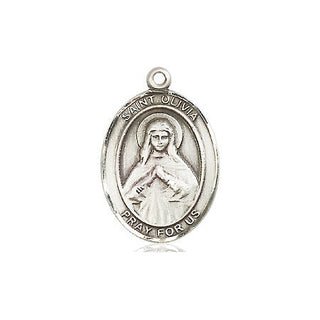 Sterling Silver Saint Olivia Medal Religious Jewelry Engraved Catholic Saint Jewelry