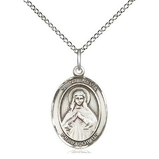 Sterling Silver Saint Olivia Medal Religious Jewelry Engraved Catholic Saint Jewelry