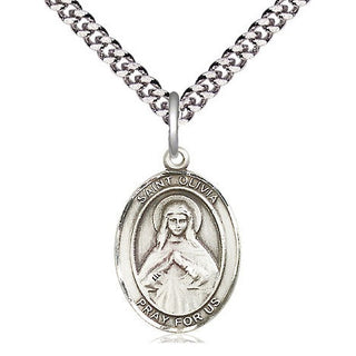Sterling Silver Saint Olivia Medal Religious Jewelry Engraved Catholic Saint Jewelry