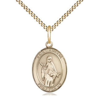 14kt Gold Filled Saint Amelia Medal Religious Jewelry Engraved Catholic Saint Jewelry