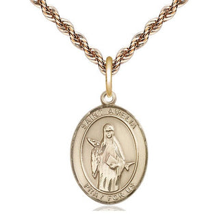 14kt Gold Filled Saint Amelia Medal Religious Jewelry Engraved Catholic Saint Jewelry