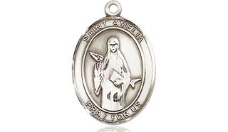 Sterling Silver Saint Amelia Medal Religious Jewelry Engraved Catholic Saint Jewelry