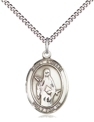 Sterling Silver Saint Amelia Medal Religious Jewelry Engraved Catholic Saint Jewelry
