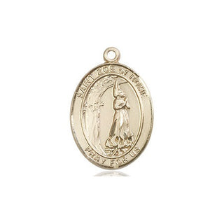 14kt Gold Saint Zoe of Rome Medal Engraved Catholic Saint Jewelry