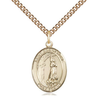 14kt Gold Saint Zoe of Rome Medal Engraved Catholic Saint Jewelry