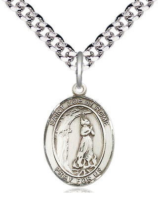 Pewter Saint Zoe of Rome Medal Religious Jewelry Engraved Catholic Saint Jewelry