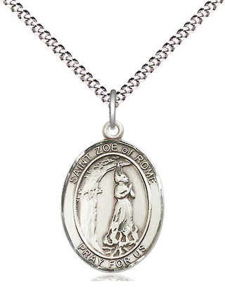 Sterling Silver Saint Zoe of Rome Medal Religious Jewelry Engraved Catholic Saint Jewelry