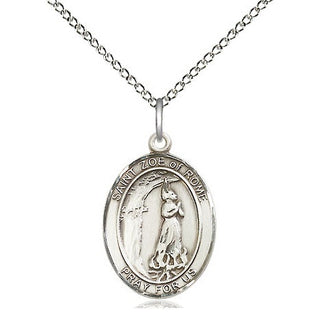 Sterling Silver Saint Zoe of Rome Medal Religious Jewelry Engraved Catholic Saint Jewelry