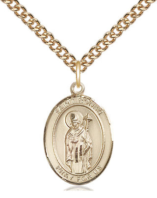 14kt Gold Saint Ronan Medal Engraved Catholic Saint Jewelry