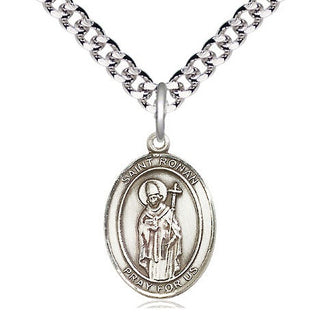 Pewter Saint Ronan Medal Religious Jewelry Engraved Catholic Saint Jewelry