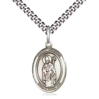 Pewter Saint Ronan Medal Religious Jewelry Engraved Catholic Saint Jewelry