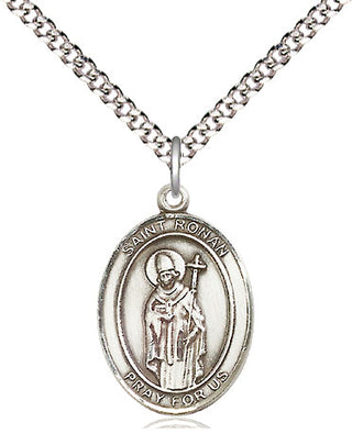 Sterling Silver Saint Ronan Medal Religious Jewelry Engraved Catholic Saint Jewelry