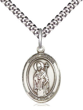 Sterling Silver Saint Ronan Medal Religious Jewelry Engraved Catholic Saint Jewelry